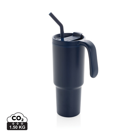 Graphic 360 Becher aus RCS-zertifiziert recyc. Stahl, 900ml navy blau bedrucken, Art.-Nr. P437.3225