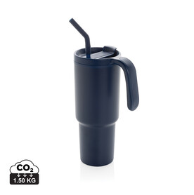 Graphic 360 Becher aus RCS-zertifiziert recyc. Stahl, 900ml navy blau bedrucken, Art.-Nr. P437.3225
