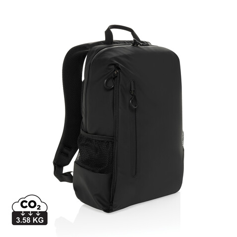 Lima Aware™ RPET wasserabweisender 15,6" Laptop-Rucksack schwarz bedrucken, Art.-Nr. P763.4401 Lima Aware™ RPET wasserabweisender 15,6" Laptop-Rucksack schwarz bedrucken, Art.-Nr. P763.4401