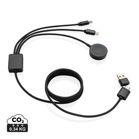 Terra RCS rPET 6-in-1-Ladekabel mit Uhrenladegerät grau bedrucken, Art.-Nr. P302.5902 Terra RCS rPET 6-in-1-Ladekabel mit Uhrenladegerät grau bedrucken, Art.-Nr. P302.5902