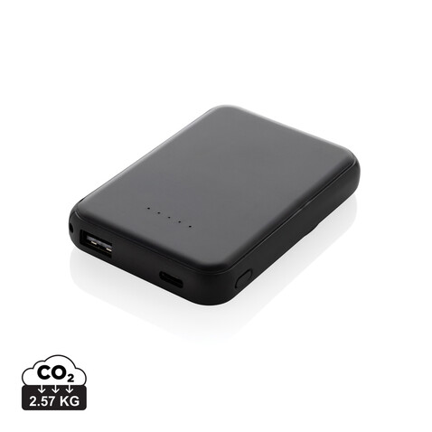 Stellar 5.000mAh 5W magnetische Powerbank aus RCS rec. ABS schwarz bedrucken, Art.-Nr. P322.5901