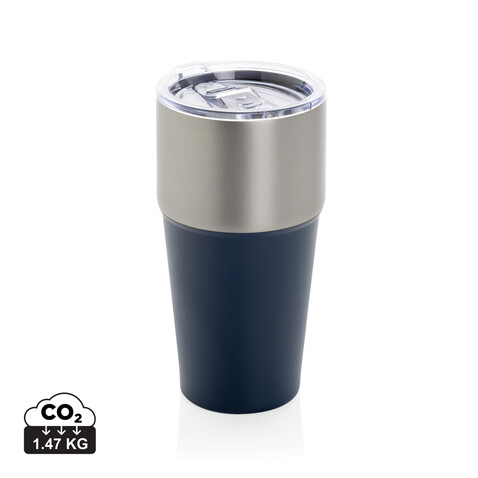 Fluid Becher aus RCS-zertifiziert recyceltem Stahl, 500ml navy blau bedrucken, Art.-Nr. P437.1325