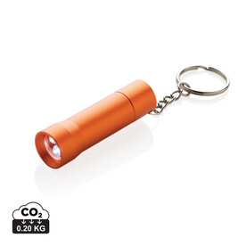 Flash Schlüsselanhänger-Taschenlampe aus RCS rec. Aluminium orange bedrucken, Art.-Nr. P514.0408