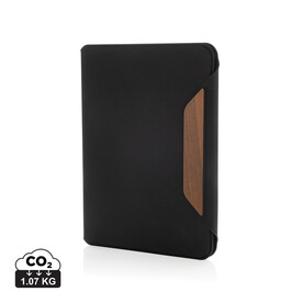 Teri AWARE™ A5 Portfolio aus RPET und Walnuss schwarz bedrucken, Art.-Nr. P774.6401 Teri AWARE™ A5 Portfolio aus RPET und Walnuss schwarz bedrucken, Art.-Nr. P774.6401