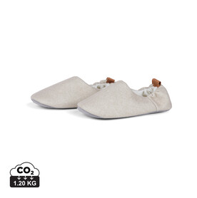 VINGA Moulton Hausschuhe aus RCS rPET (L/XL) beige, feather grey bedrucken, Art.-Nr. V4990219LXL