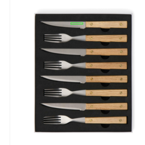 VINGA Paso 8-teiliges Grill-Besteck-Set braun bedrucken, Art.-Nr. V4220009