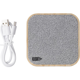 Kabelloses Ladegerät Moses | Bambus | rPET | 15W – Grau bedrucken, Art.-Nr. 003999999_1014854