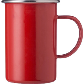 Emaille-Tasse Ayden | Edelstahlrand | 450 ml – Rot bedrucken, Art.-Nr. 008999999_1014857