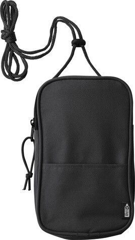 Polyester rPET (600D) Umhängetasche Gracelyn – Schwarz bedrucken, Art.-Nr. 001999999_1014892