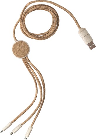 Ladekabel | Kork | 4-in-1 | 1,20 m – Braun bedrucken, Art.-Nr. 011999999_1015138