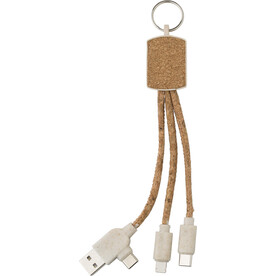 Ladekabel Landry | Schlüsselanhänger | Kork – Braun bedrucken, Art.-Nr. 011999999_1015139