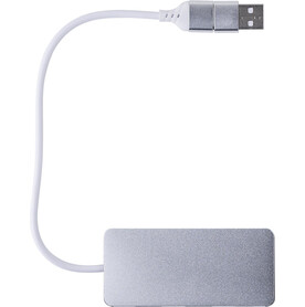 Recycelte Aluminium USB Hub Layton – Silber bedrucken, Art.-Nr. 032999999_1015140