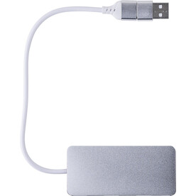 USB-Hub Layton | Aluminium | 3 Anschlüsse – Silber bedrucken, Art.-Nr. 032999999_1015140