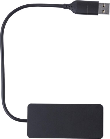 Recycelte Aluminium USB Hub Layton – Schwarz bedrucken, Art.-Nr. 001999999_1015140