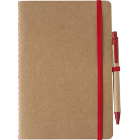 Notizbuch Theodore | Recycelt | A5 | Blanko – Rot bedrucken, Art.-Nr. 008999999_1015152