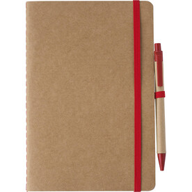 Notizbuch aus recyceltem Karton (A5) Theodore – Rot bedrucken, Art.-Nr. 008999999_1015152