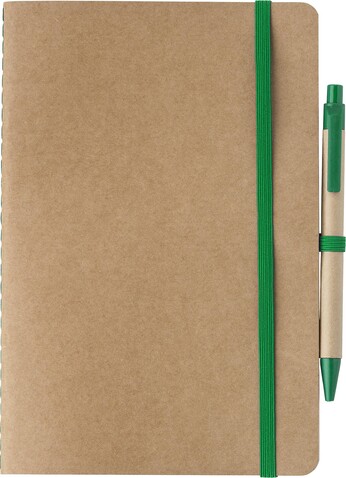 Notizbuch aus recyceltem Karton (A5) Theodore – Grün bedrucken, Art.-Nr. 004999999_1015152