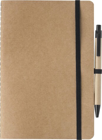 Notizbuch aus recyceltem Karton (A5) Theodore – Schwarz bedrucken, Art.-Nr. 001999999_1015152