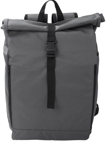 rPET-Polyester (600D) Rucksack mit Rollverschluss Evie – Grau bedrucken, Art.-Nr. 003999999_1015155