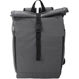 Rucksack mit Rollverschluss Evie | 600D – Grau bedrucken, Art.-Nr. 003999999_1015155