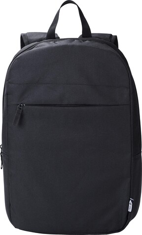rPET Polyester (600D) Laptop-Rucksack Phineas – Schwarz bedrucken, Art.-Nr. 001999999_1015162