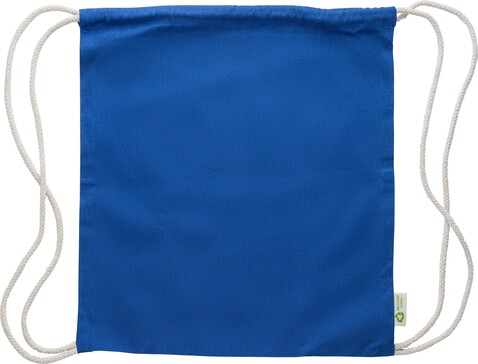 Kordelzugtasche aus recycelter Baumwolle Joy – Blau bedrucken, Art.-Nr. 005999999_1039470