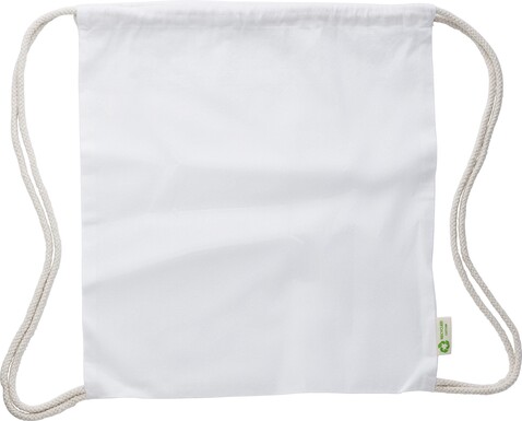 Kordelzugtasche aus recycelter Baumwolle Joy – Weiß bedrucken, Art.-Nr. 002999999_1039470