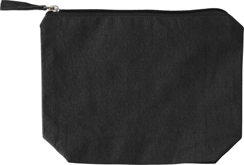 Kosmetiktasche aus recycelter Baumwolle (180 g/m²) Cressida – Schwarz bedrucken, Art.-Nr. 001999999_1039472