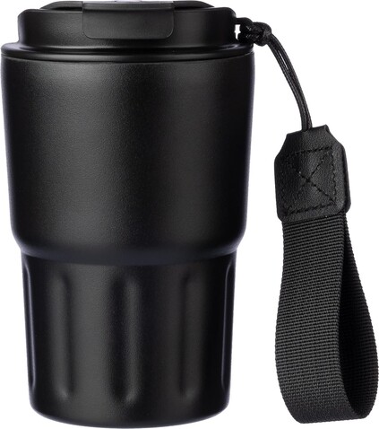 Doppelwandiger Becher aus Edelstahl Louisa – Schwarz bedrucken, Art.-Nr. 001999999_1096714