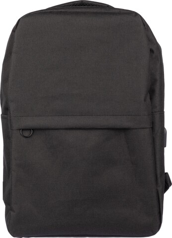 Laptop-Rucksack Henrik | Recycelt | USB-Anschluss – Schwarz bedrucken, Art.-Nr. 001999999_1096836