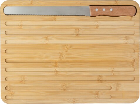 Schneidebrett Werner | Bambus | Mit Messer – Braun bedrucken, Art.-Nr. 011999999_1097558