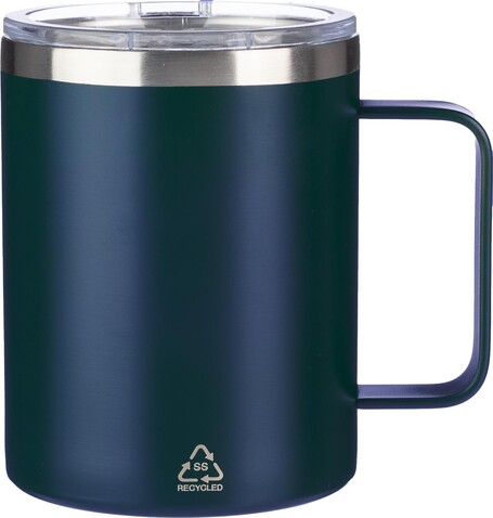 Doppelwandiger Thermobecher Renate | Recycelt | 300 ml – Blau bedrucken, Art.-Nr. 005999999_1097560