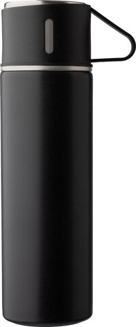 Doppelwandiges Flaschenset aus Edelstahl (420 ml) Herbert – Schwarz bedrucken, Art.-Nr. 001999999_1097588