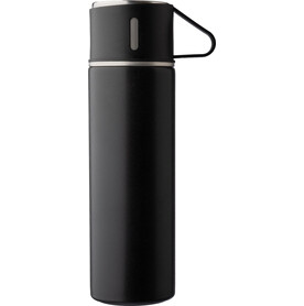 Thermosflaschen-Set | Edelstahl | 420 ml + 2 Becher – Schwarz bedrucken, Art.-Nr. 001999999_1097588