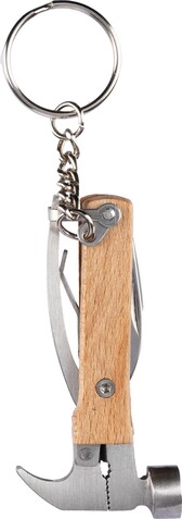 Schlüsselanhänger Heinrich | Bambus | Multitool – Braun bedrucken, Art.-Nr. 011999999_1107131