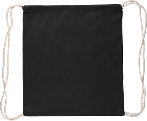 Kordelzug-Rucksack aus Öko-Baumwolle (140 g/m2) Bridget – Schwarz bedrucken, Art.-Nr. 001999999_1161743