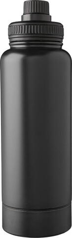 Doppelwandige Edelstahl-Trinkflasche 1000 ml Nathaniel – Schwarz bedrucken, Art.-Nr. 001999999_1171142