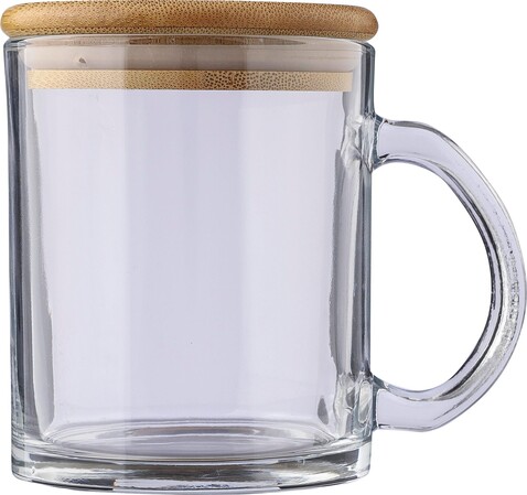Trinkbecher Ashley | Glas | Bambusdeckel | 300 ml – Neutral bedrucken, Art.-Nr. 021999999_1171291