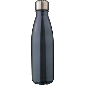 Recycelte doppelwandige Trinkflasche aus Edelstahl Lombok – stahlgrau bedrucken, Art.-Nr. 411999999_1171300