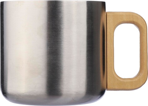 Becher Dwight | Edelstahl | Holzgriff | 400 ml – Silber bedrucken, Art.-Nr. 032999999_1172207