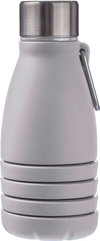 Faltbare Silikon-Trinkflasche 550 ml Erin – Grau bedrucken, Art.-Nr. 003999999_1172250