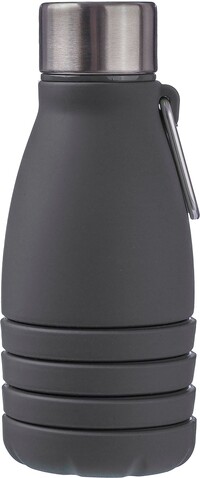 Faltbare Silikon-Trinkflasche 550 ml Erin – Schwarz bedrucken, Art.-Nr. 001999999_1172250