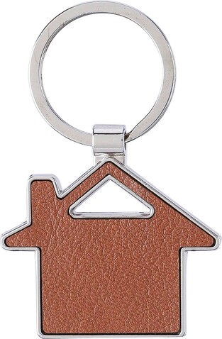 Schlüsselanhänger aus recyceltem Leder Jim – Braun bedrucken, Art.-Nr. 011999999_1172420