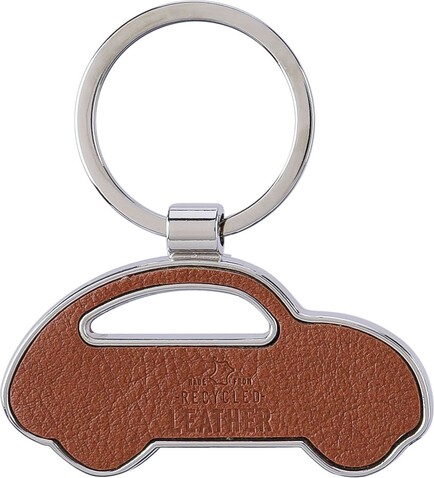 Schlüsselanhänger aus recyceltem Leder Joan – Braun bedrucken, Art.-Nr. 011999999_1172421