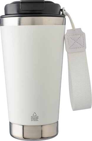 Doppelwandiger Thermobecher Kayla | Recycelt | 500 ml – Weiß bedrucken, Art.-Nr. 002999999_1172551