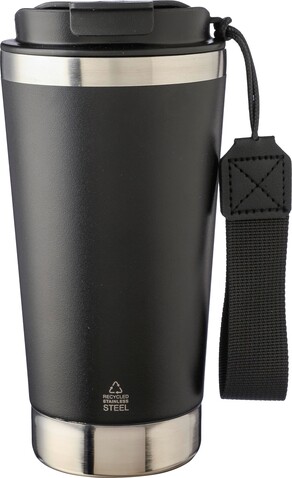 Doppelwandiger Thermobecher Kayla | Recycelt | 500 ml – Schwarz bedrucken, Art.-Nr. 001999999_1172551