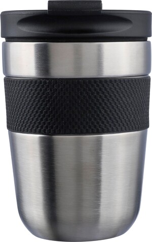 Doppelwandiger Trinkbecher aus Edelstahl 300 ml Keith – Schwarz/Silber bedrucken, Art.-Nr. 050999999_1172552