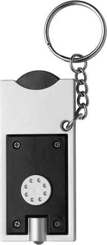 Schlüsselhalter Madeleine | LED | Münze – Schwarz bedrucken, Art.-Nr. 001999999_1987