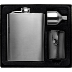 Flachmann Set aus Edelstahl Brittany – Silber bedrucken, Art.-Nr. 032999999_2807