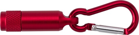Mini-Taschenlampe aus Aluminium mit Karabiner Tracy – Rot bedrucken, Art.-Nr. 008999999_432009